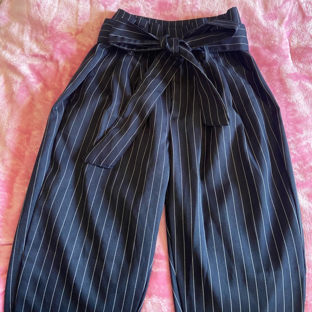 Women's Navy Pinstripe Pants
